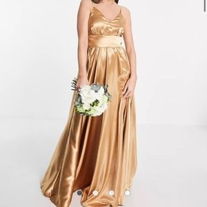 Little Mistress pleated bridesmaids dress